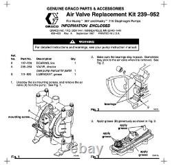 Graco 239952 Air Valve Repair Service Kit For Husky Pump 307 Genuine Part