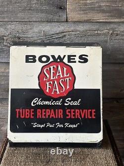 Vintage Bowes Sign Tire Tube Repair Kit Cabinet Service Station Cabinet Bowes